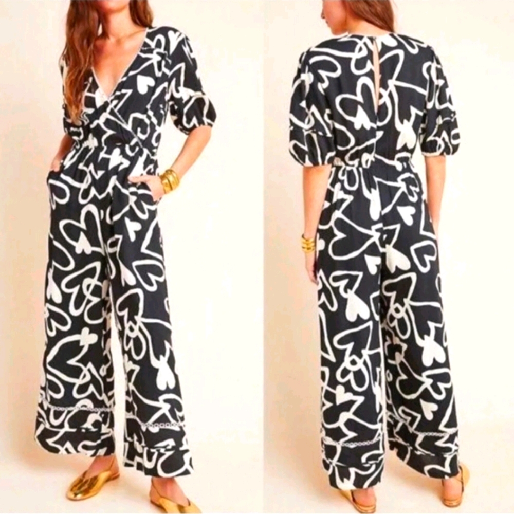 Anthropologie Farm Rio Heart Jumpsuit
